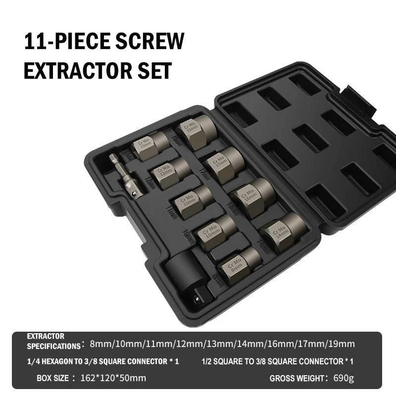 Universal Stripped And Damaged Screws 15–27Pcs Screw Extractor Kit Easy  Bolt Stud Remover Tool Drill Set Broken Speed Out Bolt
